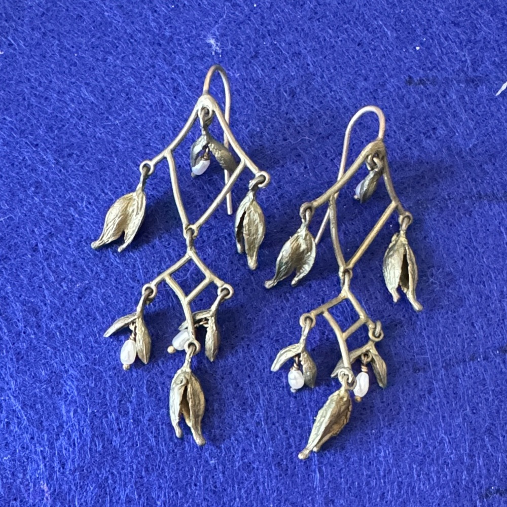 Gold Leaf Dangle Earrings